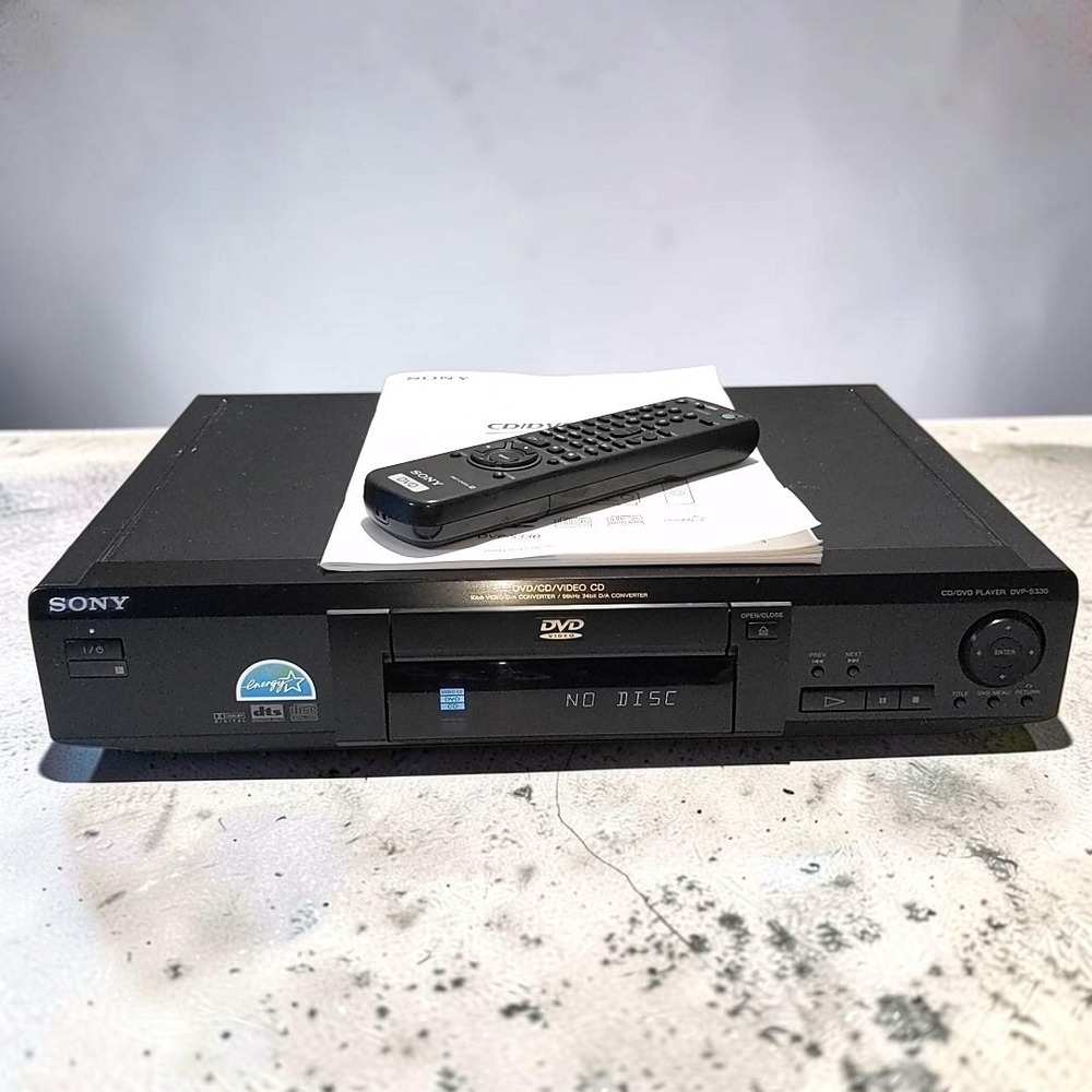 VTG Sony DVP-S330 CD DVD Player 1999 Black Remote Manual Home Theater SEO Works
